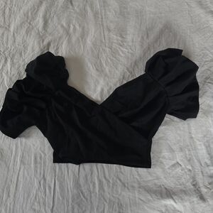 Fashion Nova Black Puff Sleeve Blouse Black Size Small